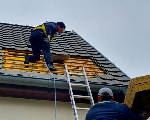 Chantier d'isolation de toiture